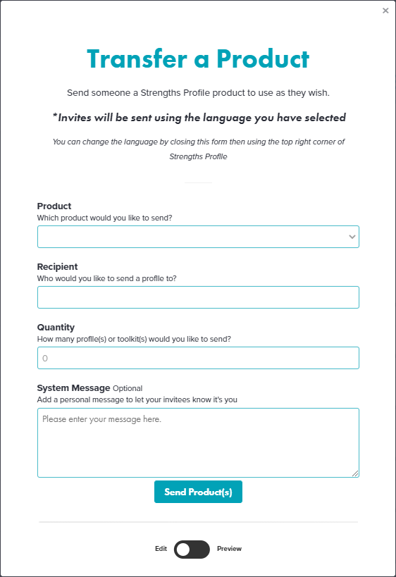 Transfer A Product Window